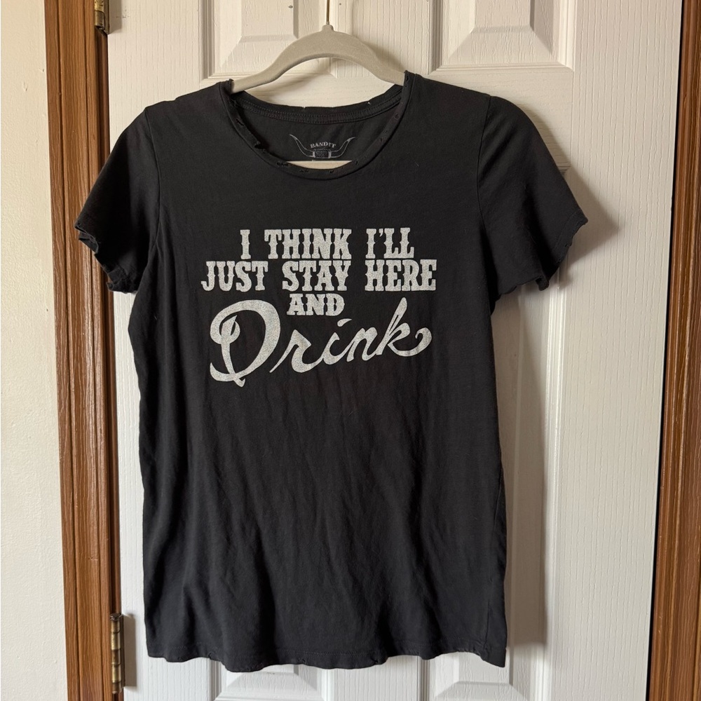 Black Graphic Tee with White Text